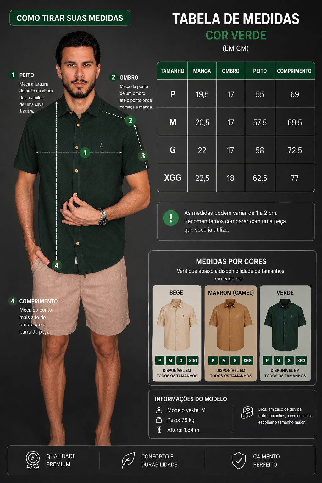 Camisa Linho Premium Manga Curta Ankor – Botões de Madeira | Linho Leve