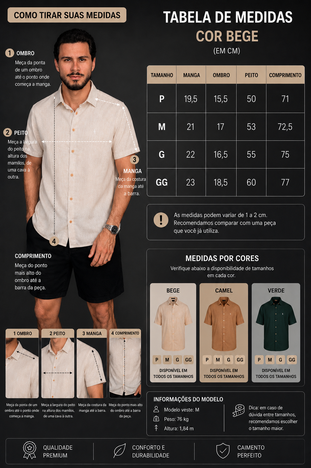 Camisa Linho Premium Manga Curta Ankor – Botões de Madeira | Linho Leve