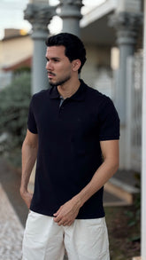 CAMISA POLO MINIMALISTA PRETA - ESSENCIAL PREMIUM