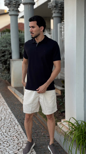 CAMISA POLO MINIMALISTA PRETA - ESSENCIAL PREMIUM
