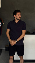 Camisa Polo Masculina Azul Marinho em Piquet