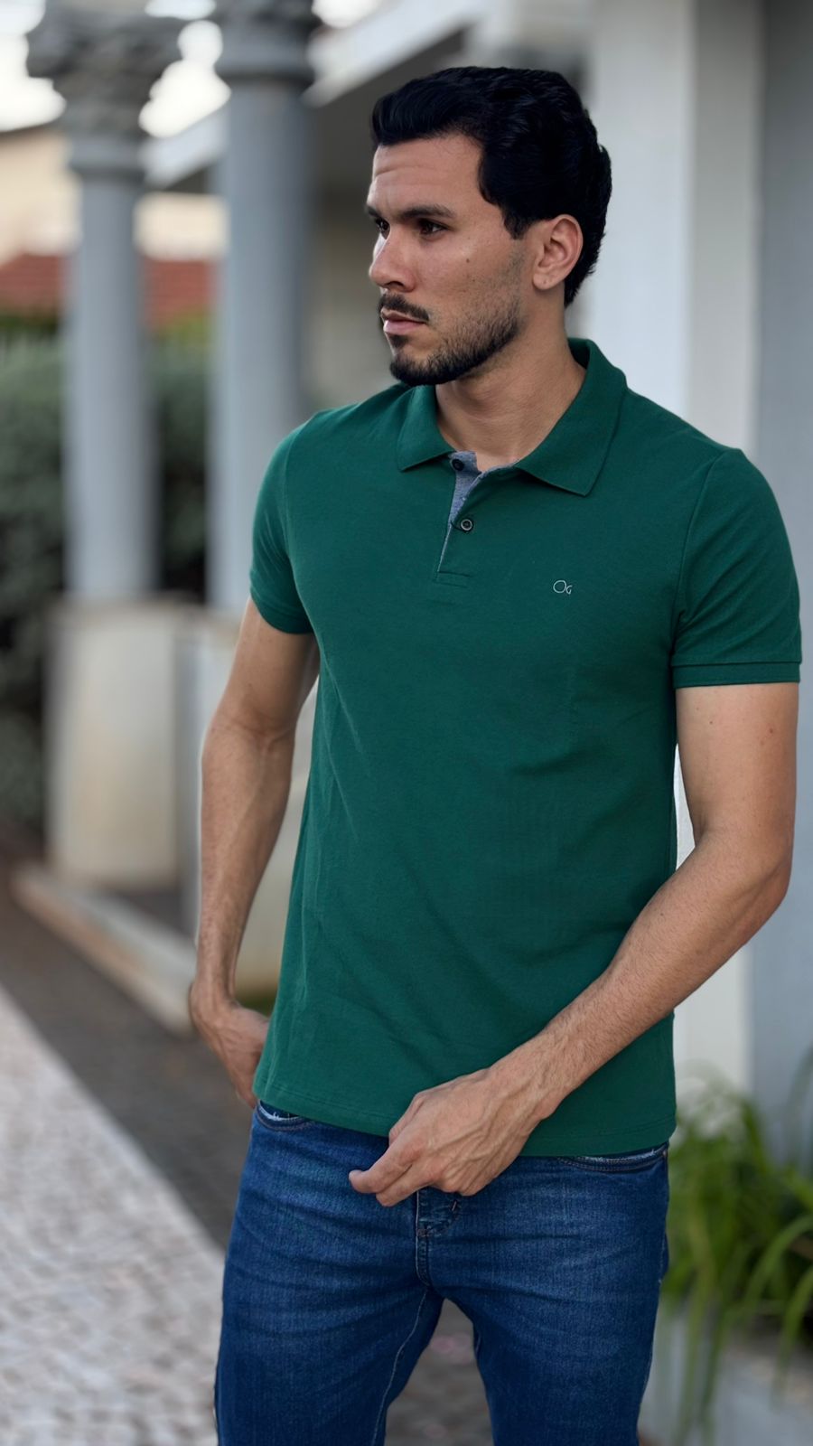 CAMISA POLO SLIM VERDE MILITAR