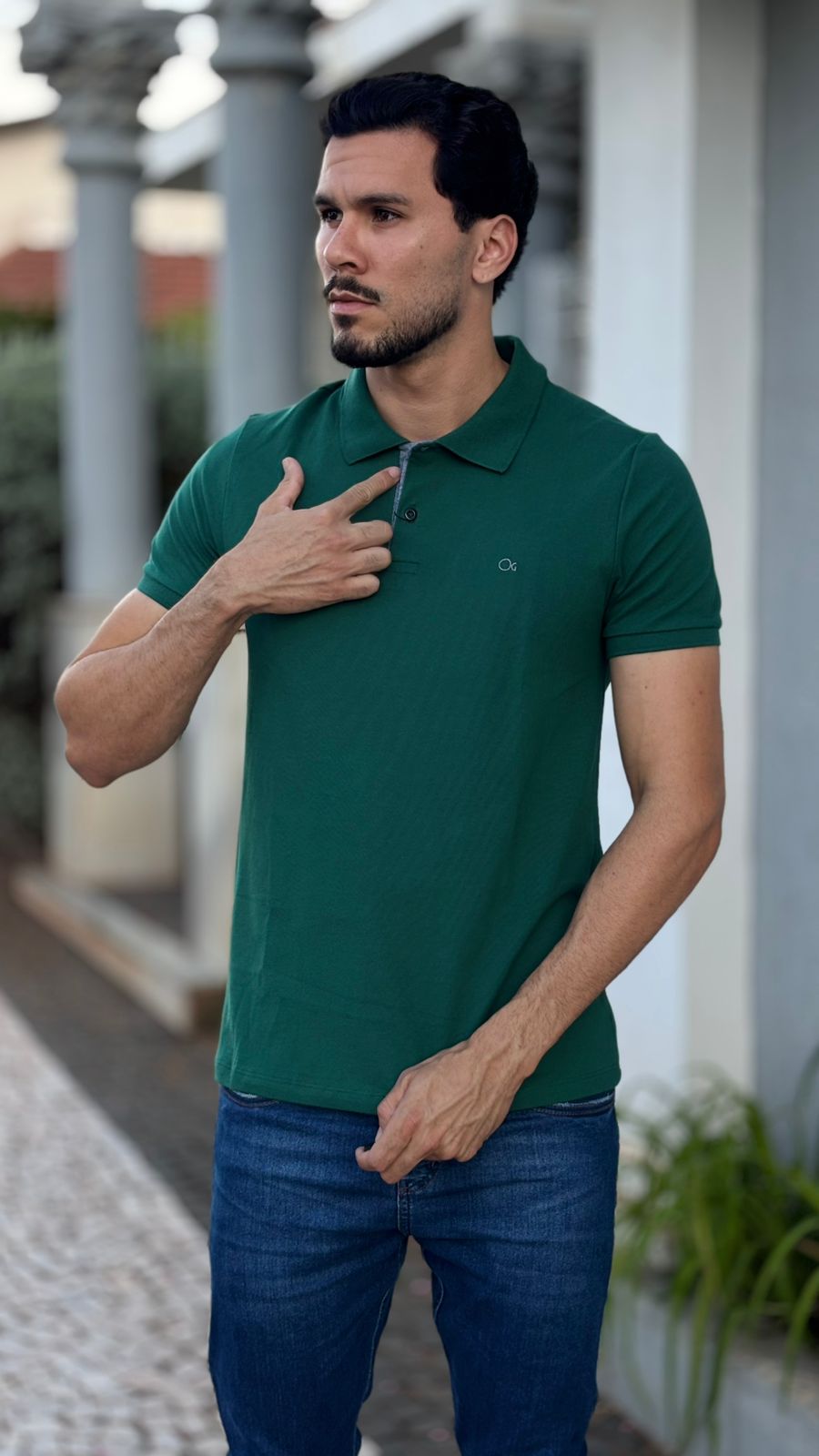 CAMISA POLO SLIM VERDE MILITAR